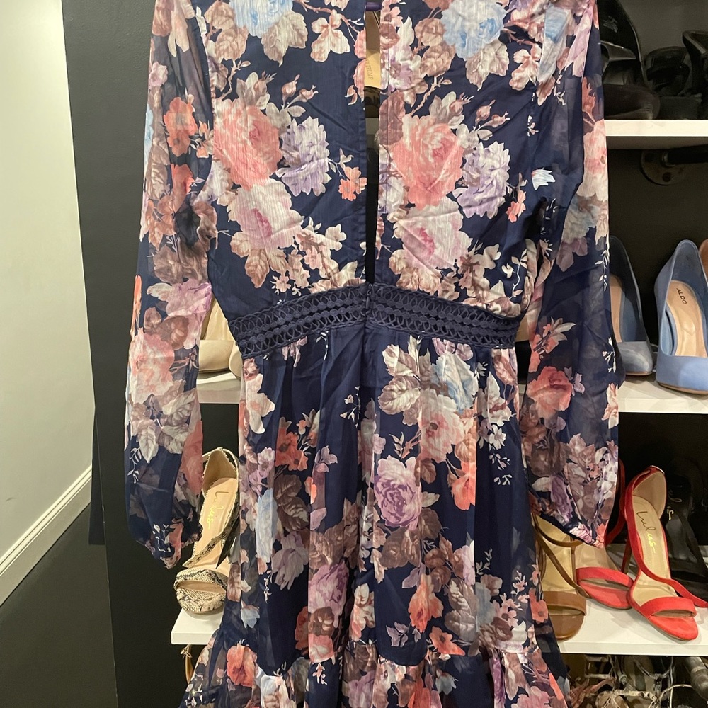 Blue Floral Mini Dress! - Picture 2 of 4